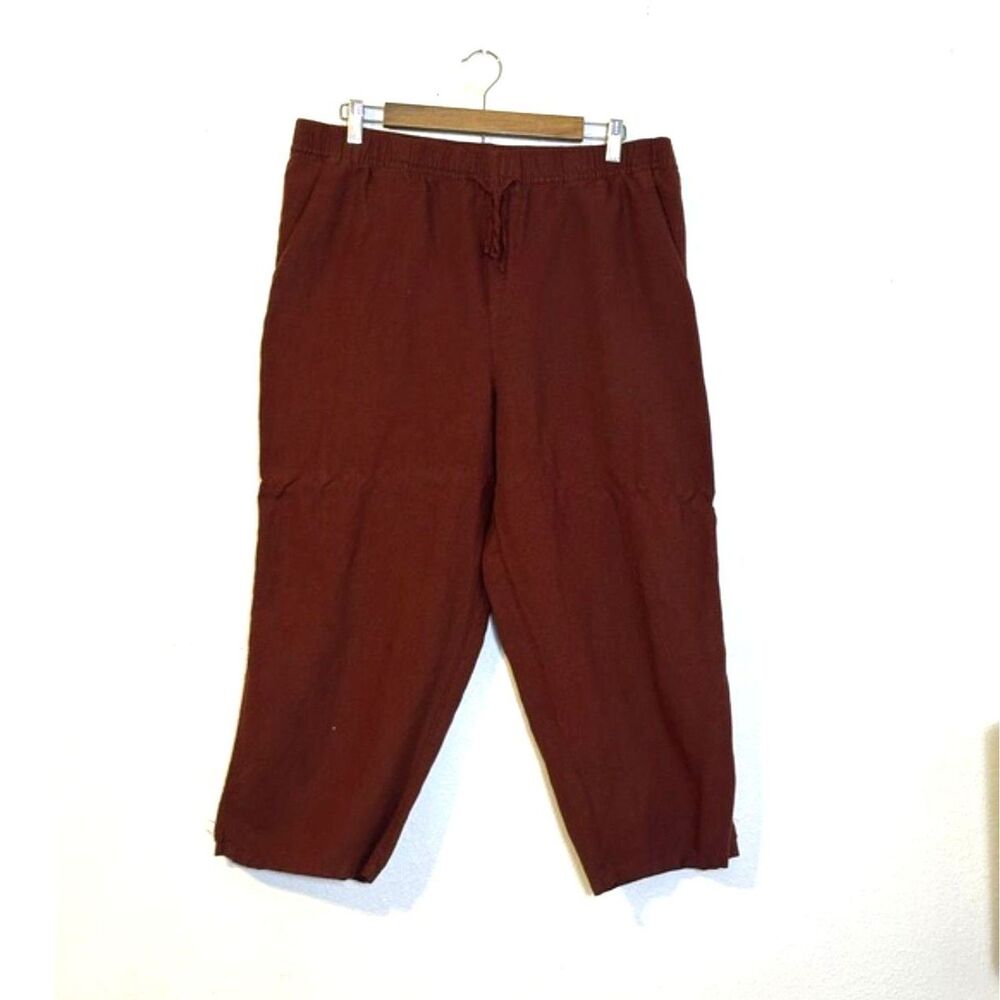 H&M Wide Leg Linen Crop Pull On Pants Womens Large Capri Drawstring Lagenlook